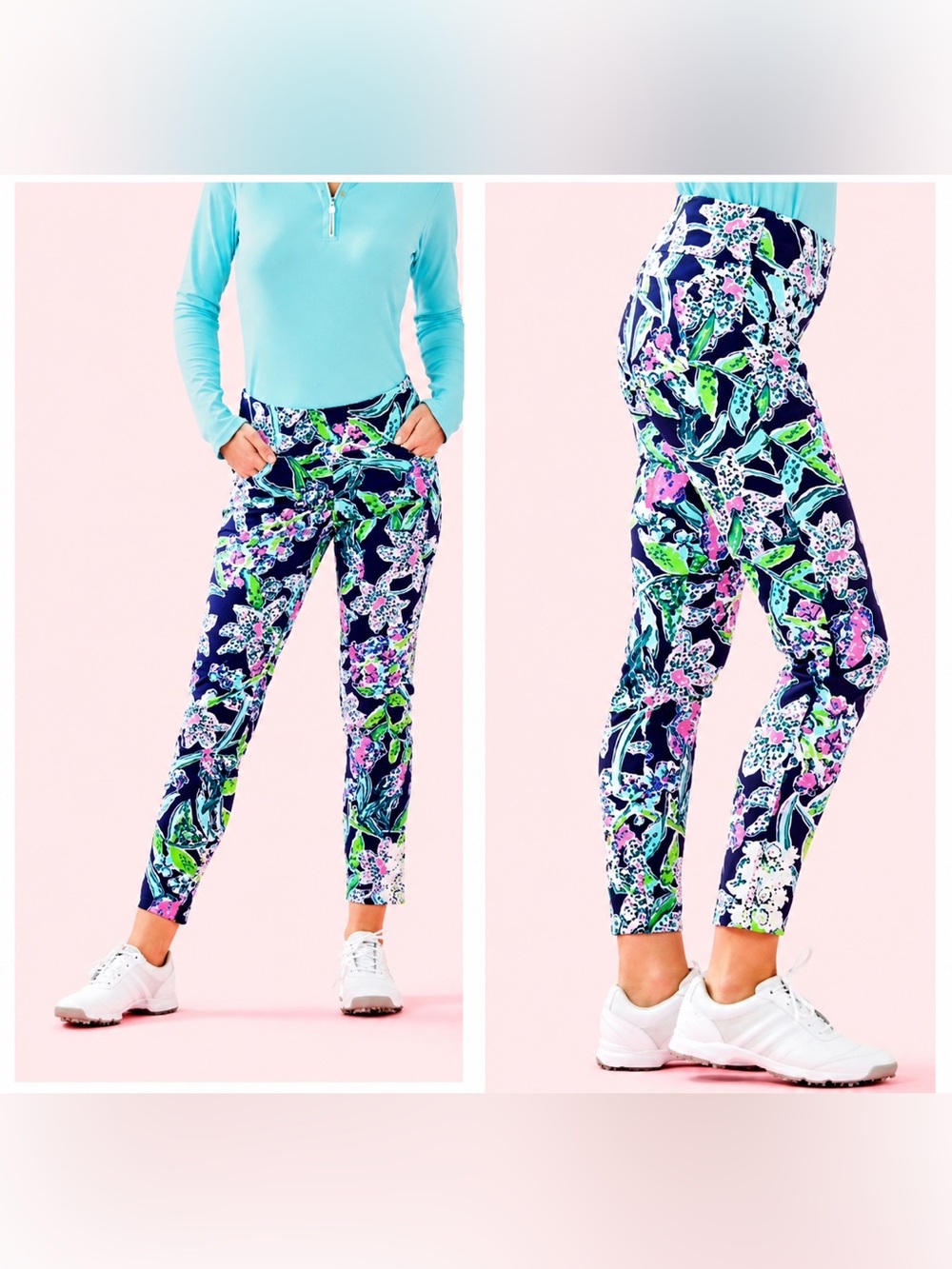 Lilly Pulitzer Luxletic Corso Golf Pants in Bright Navy Sway This Way.